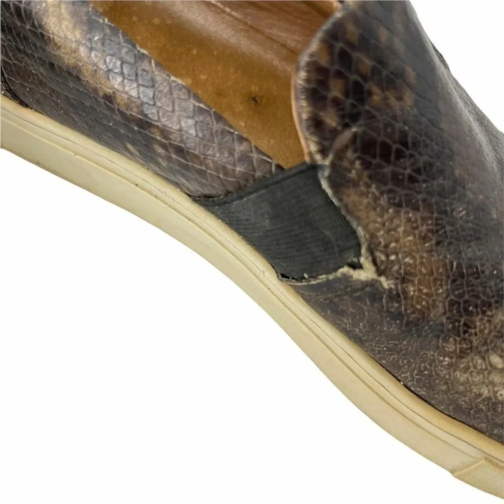 Frye Ivy Slip Shoes Snakeskin Pattern Womens Size 11 Dark Brown Casual Flats
